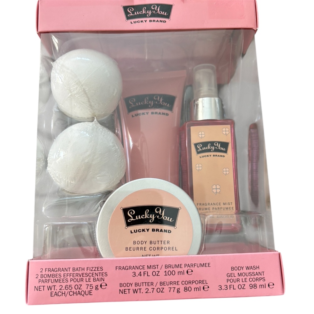 New- Lucky You by Lucky Brand, 5 piece bath & body gift set